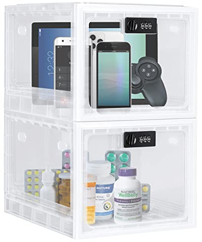 Lalifebuss Medicine Lock Box, Medication Lockable Container for Refrigerator Food Safe Locking Locker Tablet Phone for Kitchen Home School and Office Safety