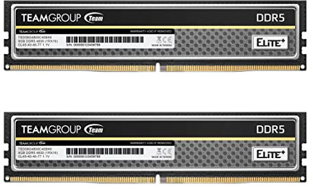 TEAMGROUP Elite Plus DDR5 16 GB (2 x 8 GB) 4800 MHz PC5-38400 CL40 sin búfer sin ECC 1.1 V UDIMM 288 pines Módulo de memoria de escritorio Ram (negro) - TPBD516G4800HC40DC01