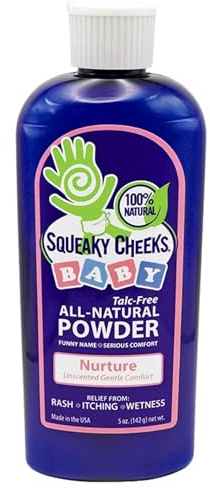 Squeaky Cheeks Babypuder (142 ml) | Bio | geruchlos, talkfrei und ganz natürliches Pulver | effektive Linderung bei Ausschlag, Nässe und Juckreiz | ideal auch für Erwachsene