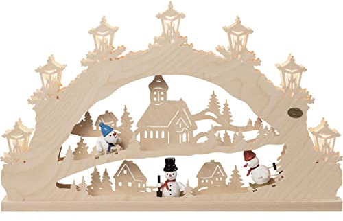 Rudolphs Schatzkiste 3D-Lichterbogen Schneemann,7-flammig elektrisch beleuchtet BxHxT 52x32x4,5cm NEU Schwibbogen Lichterbogen