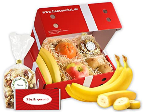 Hansen Obst - Geschenkbox - fruchtige Obst-Box - “Bleib gesund, klein” - Präsentkorb - Obst-Geschenkset - gefüllte Obstkiste - Probier-Obstbox (Die Klassische)