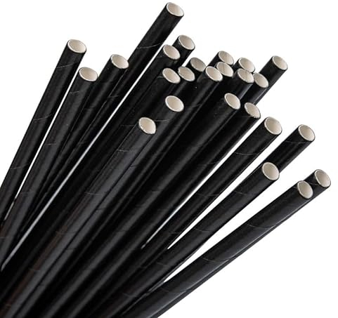 ECOPICNIC Pailles de papier noir 8mm (10000 pcs/carton), pailles de papier jetables