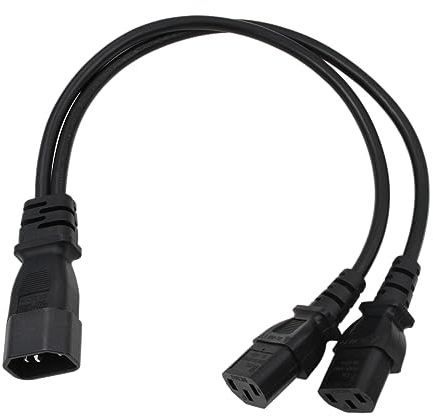 HangTon Cavo di alimentazione UPS PDU splitter a Y, cavo di prolunga IEC320 C14 maschio a doppio IEC 320 C13 femmina, per monitor di computer, stampante, 3 poli, 40 cm