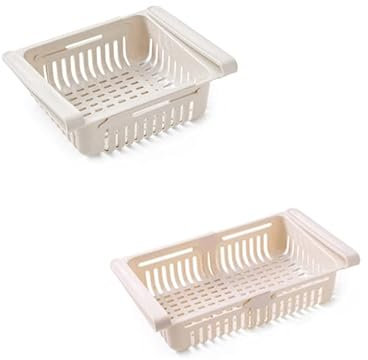 Cyrank Kunststoff-Unterregal-Kühlschrank-Organizer-Box, Ausziehbare Schublade, Kühlschrank-Aufbewahrungsbox, Platzsparender Gefrierschrank-Regalhalter Für Obst Und Gemüse(Khaki)