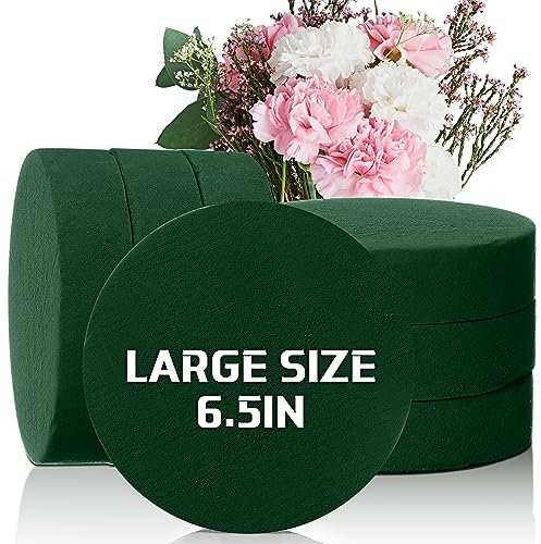 Boao 30 Pieces Round Floral Foam 6.5 x 6.5 x 1.57 Inches Flower Foam Wet Flower Arrangements Supplies Green Artificial Plant Pot Filler for Wedding Aisle Flowers Party Decoration