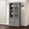 Festnight Vitrine VIGO Holzvitrine Glasvitrine Vitrinenschrank Grau Vitrinenschrank Wohnzimmer Bücherschrank Mehrzweckschrank, Glasvitrine, Standvitrine 85x35x170 cm Massivholz Kiefer
