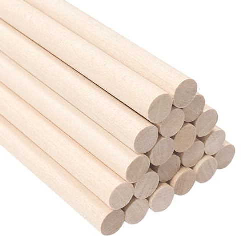 20 Pièces Batonnet en Bois, Baguette Bois, Baton en Bois, Tige en Bois, pour Faire de L'artisanat, des Décorations et du Bricolage (30cm x 8mm)