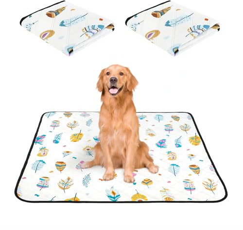 Yoolhamy Welpen Unterlagen Waschbare PIPI Matten für Hunde 2 Stück 90 x 120cm Welpenunterlagen wasserdichte Puppy Pads rutschfeste Trainingspads für Dog Pee Toilette