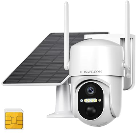 HOSAFE.COM 4G LTE Camaras de Vigilancia Sin Cables con Tarjeta SIM, Camara Vigilancia Sin WiFi, Camara Vigilancia Exterior Solar, 360 PTZ, Sensor Humano, SD/Nube, Conversación Bidireccional, IP66