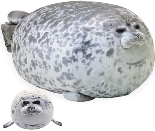 SiSfeL Niedliches Siegelkissen, Blau Robbe Kuscheltier Plüschtier-Schlafkissenspielzeug, Chubby Blob Seal Pillow Cushion für Kinder und Erwachsene (30cm)