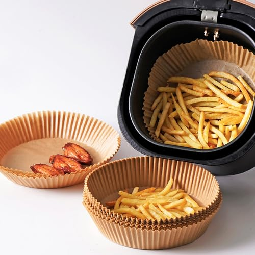 EATO Pack of 50 Air Fryer Disposable Paper Liner, 50PCS Non-Stick Disposable Baking Paper for Air Fryer Oil-Proof, Water-Proof, Food Grade Parchment for Baking Roasting Microwave (50)