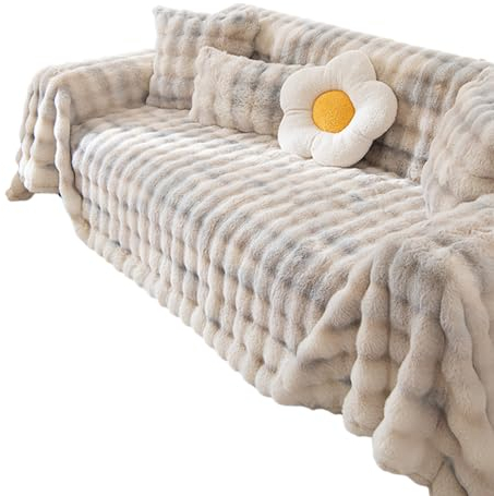 Sofahusse aus Kaninchenimitat, weiches Handtuch, Decke, rutschfest, universal, Leder, Couch-Schonbezug, dicker Sofabezug