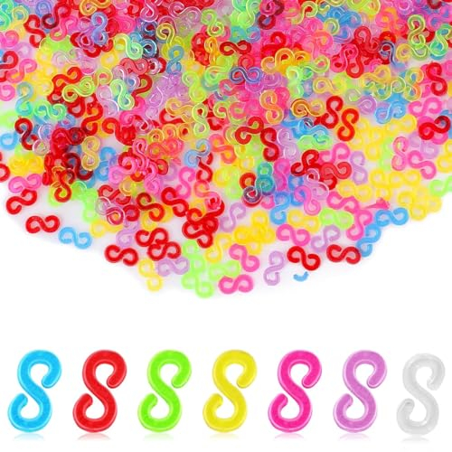 WJRQD 500-teiliges Loom Bänder Zubehör-Set: Bunte S-Clips für Armbänder aus Gummi mit Anschlussfunktion - Ideales DIY-Schmuckzubehör für Erwachsene und Kinder!