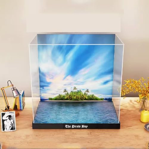 Transparente Acryl-Vitrine für Lego 21322 Piraten-Schiffswracks, Baustein-Sammlerstücke, transparent, staubdicht, Vitrine, Aufbewahrungsbox, Ständer (nur Gehäuse) (B)