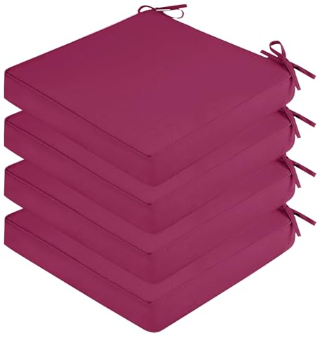 SK Studio 4er Set Stuhlkissen Outdoor wasserdicht Polsterauflage Stuhlauflage Kissen Sitzkissen Bezug abnehmbar mit Eckbändern Lila 1, 40x40x5cm