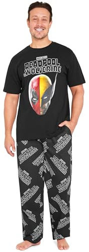 Marvel Deadpool And Wolverine Pigiama Uomo, Abbigliamento da Casa - Regalo Uomo e Adolescente (Wolverine Deadpool Nero, 3XL)