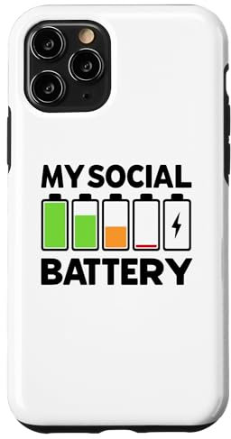 iPhone 11 Pro Battery Low Energy Anti Social for Introverts Case