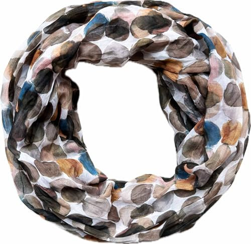 Jeamis Kreis Seide Loop Farbverlauf Frühling Rundschal Rainbow Unisex Sommer Leicht Schal Stola Dots (KreisB Braun)
