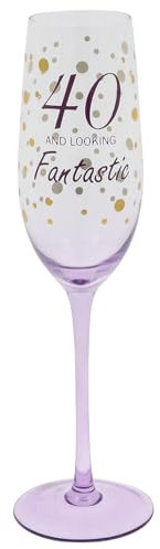 Shudehill Giftware Gold Speckle Birthday Special Age Colourful Flute Glass - 18th, 21st, 30th, 40th, 50th, 60th, 70th Birthday Gift (40)