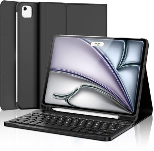 WINCHKING iPad Air 11 2024 Funda Teclado Español para iPad Pro de 11 Pulgadas 4 - Funda con Teclado Bluetooth, Desmontable magnético Teclado con Letra Ñ (Negro, Clásico)