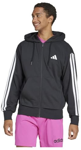 adidas Adult, Männer, Essentials 3-Streifen French Terry Kapuzenjacke, Schwarz, 3XL