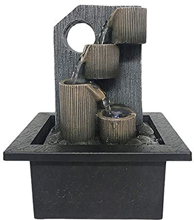 IUBGFTO Fuente de Agua de iluminación Interior, Fuente de relajación Zen, Fuente de Agua de Mesa para Oficina, hogar, Dormitorio Ornamental (Gris 8,3 Pulgadas)