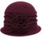 ZLYC Damen Winter Wolle Fischerhüte Blumen 1920s Vintage Bowler Hut(Geblümter Himbeere),Einheitsgröße