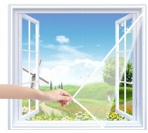 Fliegengitternetze für Fenster 60x150cm Weiß Fliegengitter TerrassentüR Katzengitter Fenster Klebmontage für Türen/Patio