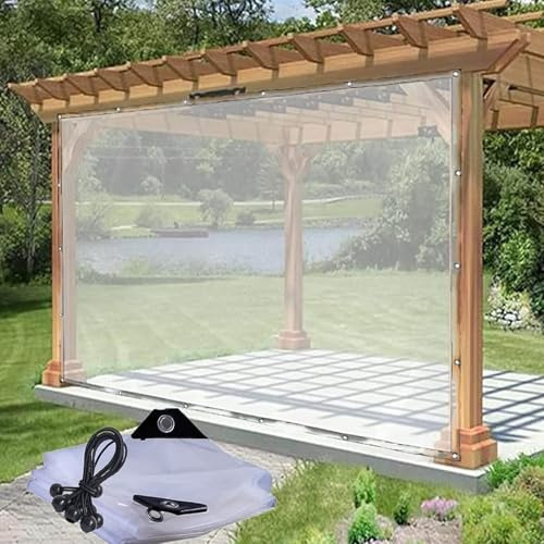 Cortina de Lona Transparente para Exteriores, Cubiertas de Pérgola Impermeables, Paneles Laterales de Plástico, para Balcón, Patio, Porche POCHY(2x3m(6.56x9.84ft))