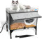 Outdoor Heated Cat House Weatherproof with Heating Pad, Insulated Heated Cat House for Outside, Feral Cat Houses for Outdoor Cats Waterproof Winter, Outdoor Stray Cat Shelter, Outdoor Pet House-Grey,s