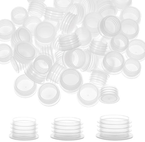 ZEYIYER 60 PCS Salt and Pepper Stoppers, 0.53/0.6/0.63 in Shaker Stoppers Plugs, Reusable Clear Plastic End Cap Replacement for Salt and Pepper Shakers