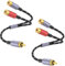 DCNETWORK RCA Splitter Y-Cable, 1 Male to 2 Female Audio Speaker Y Adapter, Short Audio Speaker Splitter Cable for Car, Subwoofer, CD Player, Home Theater - 25CM (2 Pack)