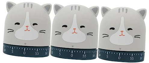 ULTECHNOVO 3pièces Minuteur De Cuisine Mécanique Forme De Chat Minuterie Manuelle pour Pâtisserie pour Cuisine Et Éducation