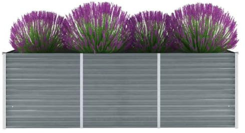 Refined Pflanzkübel Pflanzbeet Gemüsebeet Gartenbeet Frühbeet Blumenkasten Pflanzkasten Garten Verzinkter Garten-Hochbeet Verzinkter Stahl 240x80x77 cm Grau
