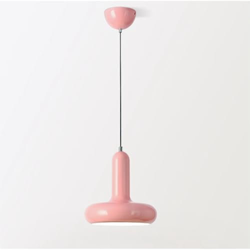 Mkichi Hängelampe Küche Modern E27 Pendelleuchte Esstisch Rund Küchenlampe Hängend,Lampenschirm Hängelampe Metall Vintage,Hängelampen für Schlafzimmer Wohnzimmer Esszimmer (Rosa)