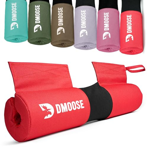 DMoose Fitness Langhantelpolster für Hüftstoß, Kniebeugen & Ausfallschritte – rutschfestes, dickes Schaumstoffkissen für Nacken- und Rückenstütze mit zwei Gurten – Hip Thrust Pad für Beintag – passend