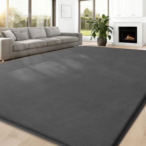 JOJOSEE Carpet Rugs Living Room Large Area Rug, Dark Grey, 200 X 300cm | Non-Slip Washable Bedroom Rug, Non-Shedding Touch Thick Pile Area Rugs For Bedroom Livingroom Kids Room