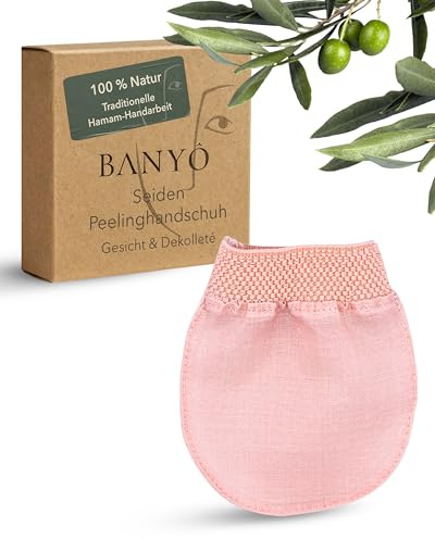 BANYÔ Seiden Peelinghandschuh für Gesicht & Dekolleté I Pflegehandschuh aus 100% Rohseide I Hypoallergenes Peeling nur mit Wasser I Ideal bei sensibler & problematischer Haut