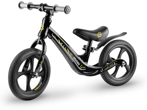 Ricokids Laufrad Kinderlaufrad Lauflernrad - Höhenverstellbarer Sattel - Pannensichere PU-Räder 12 Zoll - Funnu Schwarz