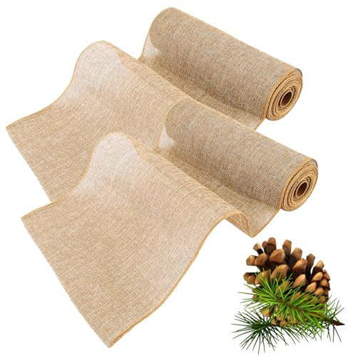 DAJAVE 2 Stück Jute Tischläufer 30cmx10m Juteband Tischband, 100% Natur Juteläufer, Tischläufer Jute Leinenstoff Meterware Bauernhaus Party, Kommunion, Rustikale Tisch Dekoration (2PCS- 30CM x 10M)