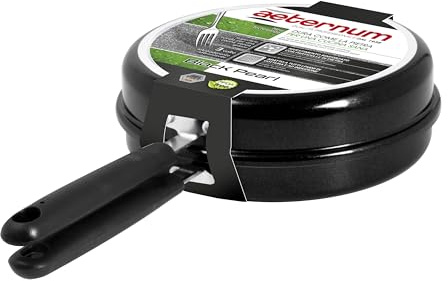 Aeternum, Black Pearl, Girafrittata Alto Antiaderente, Diametro 24 cm, Adatto all'Induzione, Alluminio, Nero
