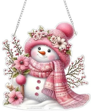 Diamond Painting Weihnachten Schneemann, Rosa Diamond Painting Winter Deko, Weihnachtlicher Baumschmuck, Fenster Christmas Decorations, Geeignet Für Weihnachtlicher, Türen Und Fenster, Wände Oder Mehr