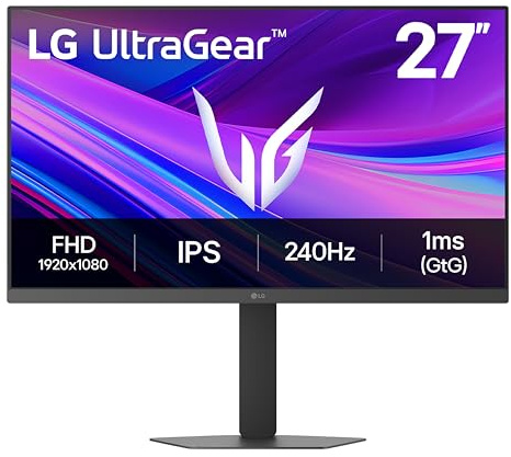 LG 27G440A-B Monitor de juego IPS ultragear Full HD (1920 x 1080), 240Hz, 1ms, compatible con G-SYNC, FreeSync Premium, HDMI 2.1, DisplayPort, inclinación/altura/giratorio/pivote, soporte ajustable