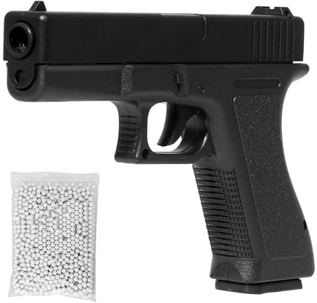 Pistola softair a molla replica Gok 17, POTENZA 0,9 JOULE, plastica, colpo singolo, caricatore 14 colpi, 200x137x25, 200g, 1000 pallinni inclusi nella confezione
