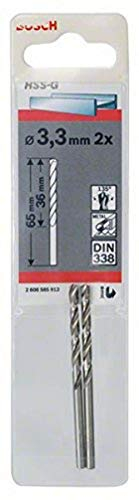 Bosch Accessories 2608585913 Foret à métaux rectifiés HSS-G DIN 338 3,3 x 36 x 65 mm, Argent
