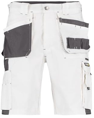 DASSY® Monza Zweifarbige Arbeitsshorts mit Holstertaschen - Größe 44 - WEIß/ZEMENTGRAU