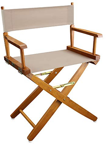 American Trails Extra-Wide Premium 18 Director's Chair Mission Oak Frame with Natural Canvas