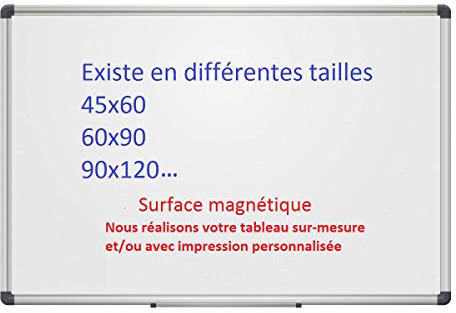 Tableau blanc laqué Classic | magnétique | cadre aluminium - 120 x 90 cm I fabriqué en Europe