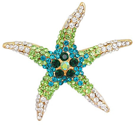 YAZILIND Art und Weise Farbe Starfish eingelegte Rhinestones Alloy Brosche Stifte Frauen Mädchen Zubehör (grün)