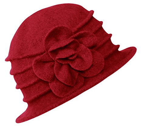 Urban GoCo Damen Vintage Bucket Hut Wintermütze Beret (#2 Rot)